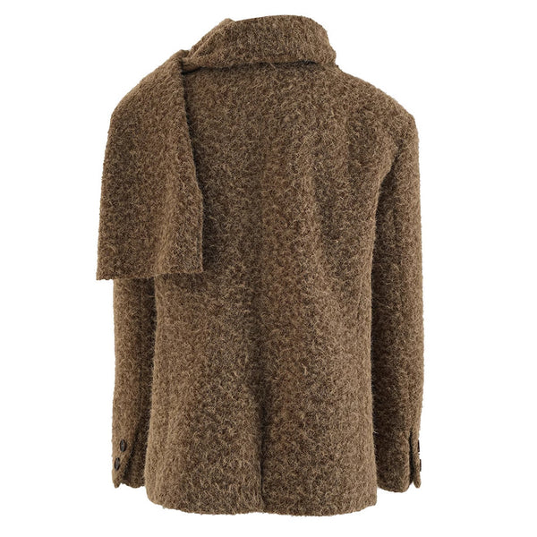 Elegant Woolen Women's Jacket with Detachable Scarf Collar - European & American Style Winter Coat