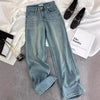Women's Diamond Rhinestone High Waist Jeans in Universal Denim Blue - Stylish, Retro Denim Pants with Rhinestone Embellishments - S to 3XL Sizes.