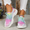 Floral Print Sports Shoes with Flat Sole, Women's Casual Footwear