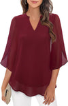Radiant Petal-Sleeve Chiffon Top | Vibrant 3D Pattern | Women's Fashion in Multiple Colors | Loose Fit V-Neck - S to XXL Sizes Available
