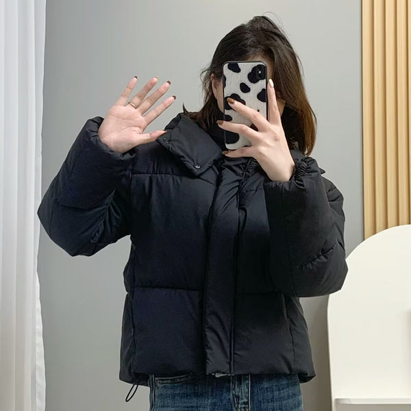 Chic Winter Jacket in Black and Army Green, Cotton Padded, Oversized Coat