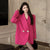 Elegant Retro-Style Rose Red Ladies Suit Jacket - Slim Fit, High-Quality Polyester, Classic Solid Color Pattern