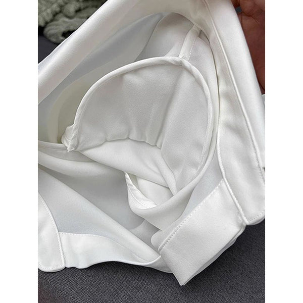 French Waist Slim Fit Blouse in Black or White - Professional Urban Style & Comfort for Women Workwear