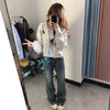 Cozy Vintage Zip-Up Hooded Cardigan in Melange Gray - Women's Zip-Up Sweater