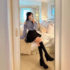 Chic Off-Shoulder Turtleneck Sweater with Lace-Up Detail in Milky White - Women's Fashion - Fall/Winter Style