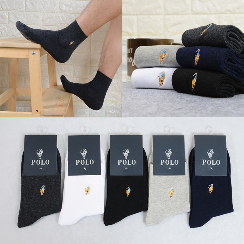 Premium Men's Embroidered Cotton Socks for All Seasons