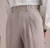 Versatile Straight Wool-Blend Suit Pants in Khaki - Men's Loose Fit Trousers