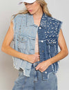 Women's Chic Denim Vest, Loose Fit, Blue, Short Length, Cardigan Style, Summer Fashion