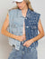Women's Chic Denim Vest, Loose Fit, Blue, Short Length, Cardigan Style, Summer Fashion