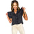 Chic Single-Row Buckle Shirt in Solid Color - Women's Casual Cotton Top with Short Sleeves - Stylish Fashion Choice for Any Occasion