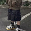 Black Cotton Tactical Shorts with Multi-Zip Detail - Glossy Black, Men's Outdoor Shorts