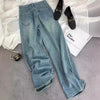 Women's Starry Diamond Rhinestone High Waist Jeans in Denim Blue - Stylish, Retro Denim with Rhinestone Embellishments - Sizes S to 3XL