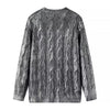 Chic Women's Silver-Gray Loose Pullover Sweater for Casual Style & Comfort