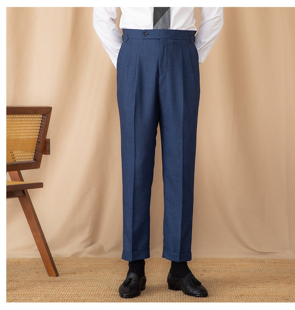 Elegant High-Waist Straight Trousers in Grey - Daily Wear, Various Sizes - Polyester and Viscose Blend