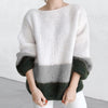 Cozy Color-Block Knit Sweater for Cold Weather Chic in Gray, Khaki, or Green - Sizes S to XL - Trendy, Comfortable, and Versatile Women's Knitwear
