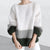 Cozy Color-Block Knit Sweater for Cold Weather Chic in Gray, Khaki, or Green - Sizes S to XL - Trendy, Comfortable, and Versatile Women's Knitwear