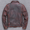 Vintage Thick Leather Jacket in Red - Men's Casual Wear