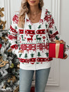 Festive Christmas Print Plush Cardigan in Classic White - Women's Holiday Outerwear - Regular Fit with Functional Pockets - Sizes S to XXL