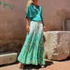 Bohemian Ruffled Floral Pendant Skirt for Women in Red and Green, Polyester Fabric, Sizes S- XL