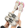 Stylish Women's Mesh Sneakers, Black or Pink, All-Match Casual Shoes, Mid-Top Design, Breathable Material, Sporty Chic Style.