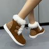 Women's Suede Fleece Winter Boots in Brown and Beige with Plush Round Toe - Sizes 36 to 43