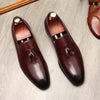 Elegant Cowhide Leather Shoes - Black or Wine Red, Business, Wedding, Wear-Resistant, Men's Round Toe Footwear - Sizes 37-45 - Stylish & Durable