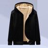 Men's Fleece-Lined Hooded Cardigan Sweatshirt in Black, Gray, Red - Polyester Top for Men - Casual Spring Autumn Wear