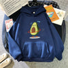 Warm Avocado-Print Polyester Hoodie for Women - Sporty and Comfortable Sweatshirt - Sizes S-XXL - Cartoon Print - Lined for Warmth.