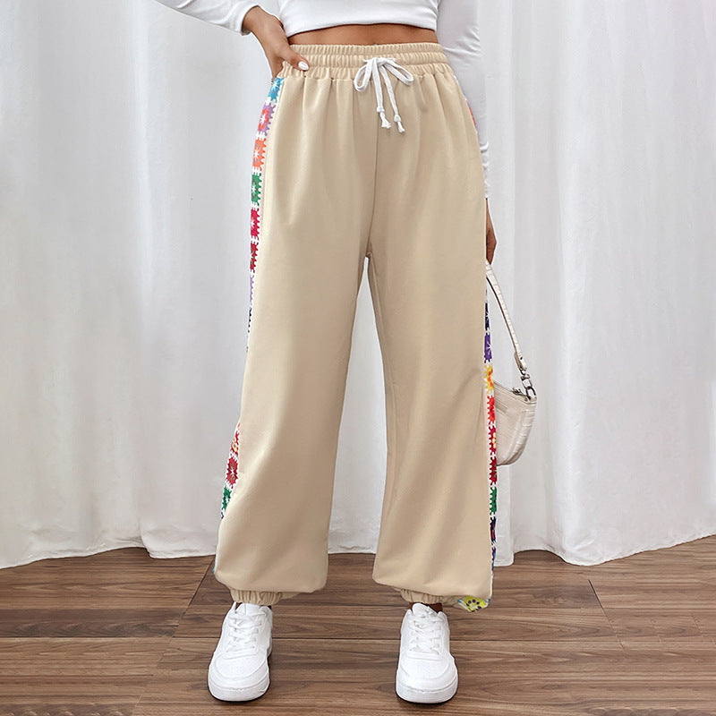 Women's Loose Color Stripes Stitching Sweatpants