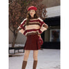 Women's Stylish Striped Knitwear - Loose Fit Sweater, Retro Striped Design - Urban Fashion Long Sweater