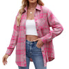 Trendy Women's Plaid Shirt - Casual Style, Polyester, Loose Fit, Striped Plaid Pattern, Collage Detailing