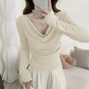 Chic One-Shoulder Long Sleeve Top, Cold-Shoulder Style, Polyester, Stylish Women's Apparel.