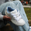 Women's Canvas Skate Shoes Pristine White Round Toe Size 35-40 Rubber Sole Pigskin Leather Trendy Active Lifestyle.