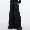 Men's High-Waist Lace-Up Casual Pants in Black and White - Comfy and Stylish Polyester Trousers for Men's Fashion