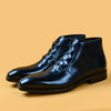 British-Style Men's Goodyear Vintage Business Boots - Genuine Leather, Comfortable, Fashion Black & Brown, Medium Heel.