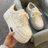 Hong Kong Style Elevated Sole Sneakers in Milky White and Black - Lightweight, Durable, Fashionable Shoes for Comfort and Style - Sizes 35-40.