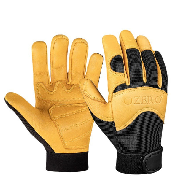 Eco-Friendly Deerskin Cycling & Fitness Gloves in Yellow and Green - Stylish, Comfortable Outdoor Gear - Size Options S, M, L, XL