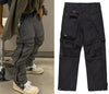Functional Zip Nylon Trousers with Detachable Pockets in Acrylic - Black & Grey. Men's Skinny Fit Casual Pants with Asian Sizes.