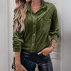 Chic Autumn Velvet Cardigan in Green - Women's Long-Sleeve Lapel Sweater