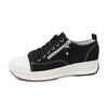 Women's Plus Size Lace-Up Platform Pumps in Fashion Colors - Canvas Shoes with Platform Heels for Comfort & Style