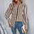 Striped V-Neck Brown Cardigan - Rich, Warm, Stylish Layering Piece