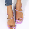 Chic Slip-On Summer Sandals for Women in Solid Colors - Fashion-forward design with comfortable thick heel and square toe bracket