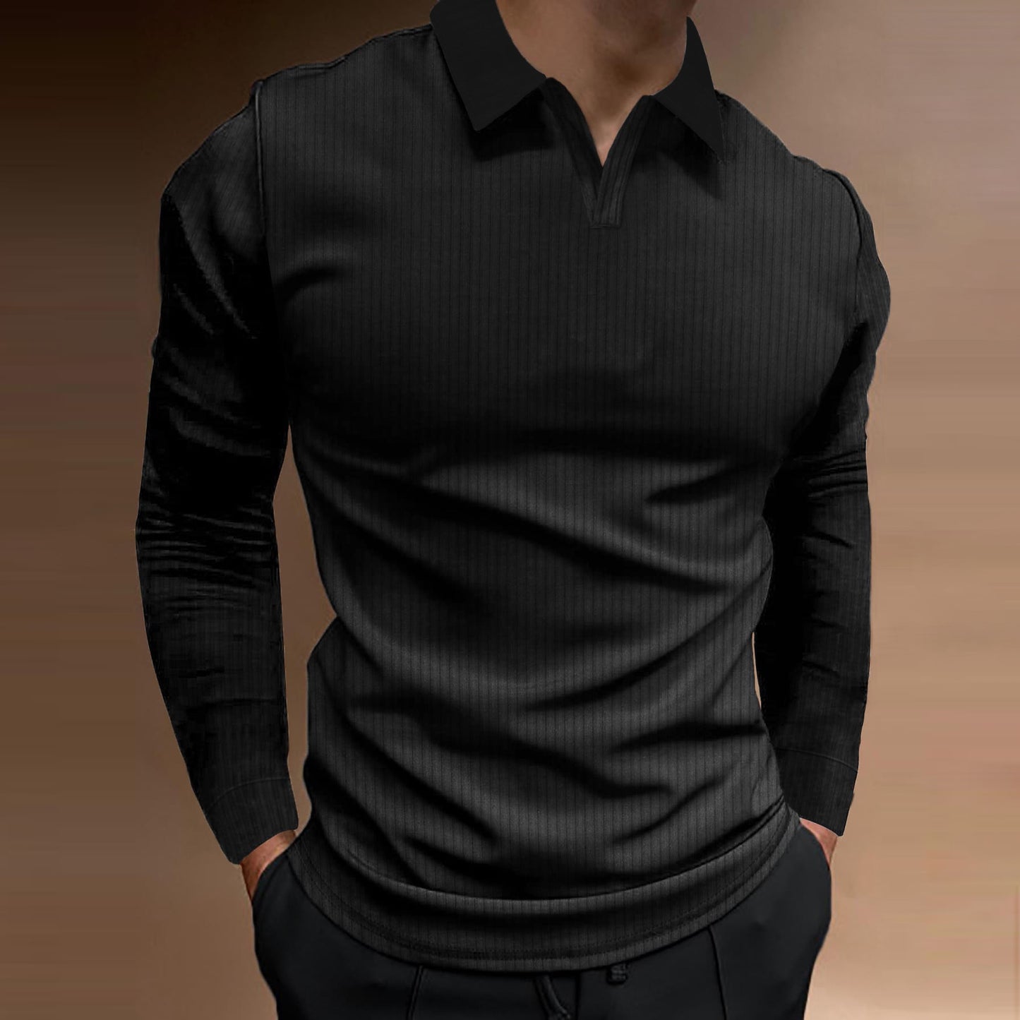 Solid Color Fitness Business Casual Lapels Long Sleeve Men