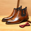 Men's British Style Leather Martin Boots in Black and Brown, Medium Heel, Quality Material, Size 37-46