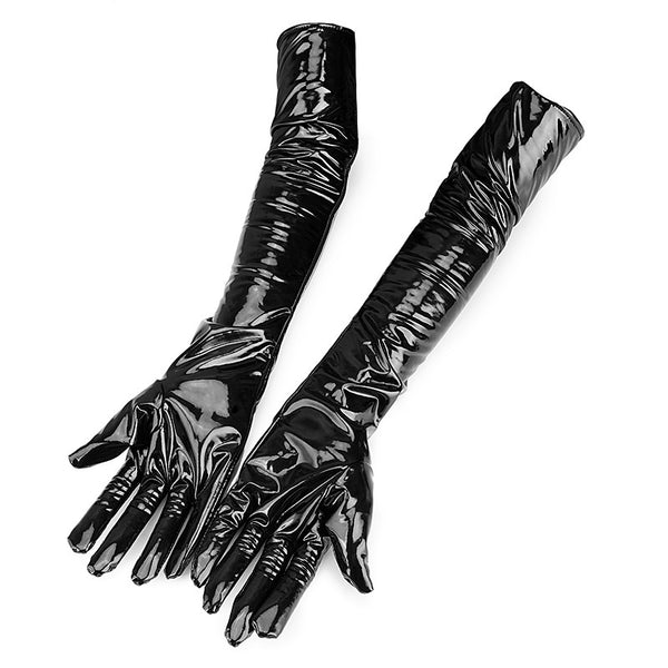 Black Leather Performance Gloves for Pole Dancing & Bars - High Elasticity, Elegant Design