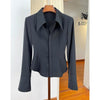 French Waist Slim Fit Professional Blouse in Black/White, Long Sleeve High-Quality Polyester Shirt for Women's Office Style