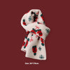 Warm Cozy Winter Plaid Wool Scarf - Red Snowflake and Elk Print - Ideal New Year Gift for Couples.