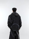 Stylish Men's Vintage-Effect Gray Hooded Hoodie with Raglan Sleeves