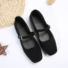 Women's Chic Low-Cut Embroidered Black Flat Shoes, Square Toe - Women's Size 35-43