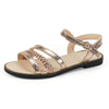 Chic Roman Style Plus Size Women's Sandals with Buckle Strap in Sparkling Champagne Color
